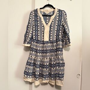 Blue and White Patterned Dress